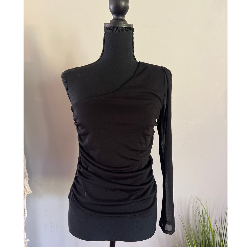 STELLALUCE One Shoulder sheer sleeves top